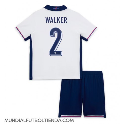 Camiseta Inglaterra Kyle Walker #2 Primera Equipación Replica Eurocopa 2024 para niños mangas cortas (+ Pantalones cortos)